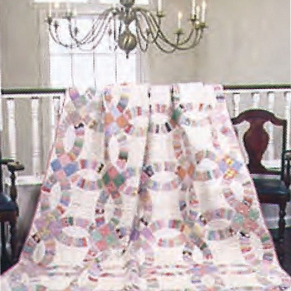 Vintage Quilting Pattern:  Heirloom Double Wedding Ring Quilt  (1920's)  69.5" x 84.75"