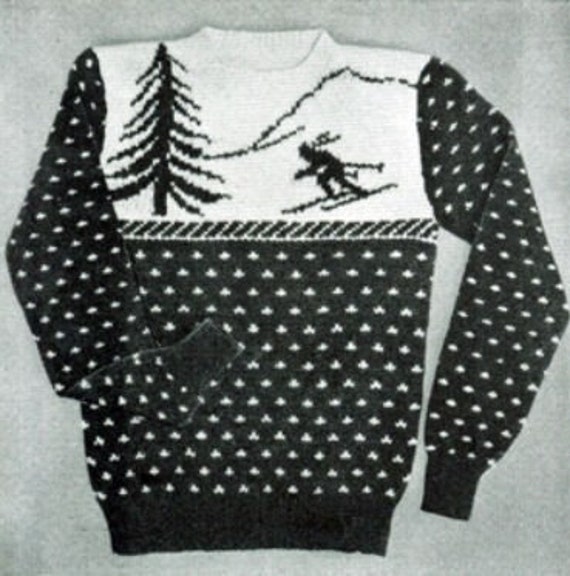 Vintage Knitting Pattern: Skiing Sweater, Men's Size 38-40 - Main Image