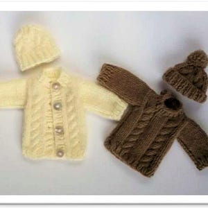 Vintage Knitting Pattern:  Barbie Aran Sweater and Hat, Pullover and Cardigan