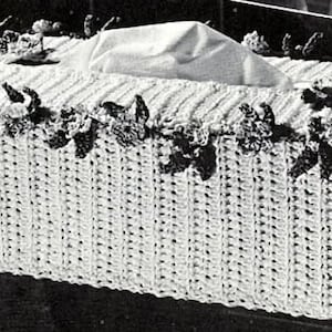 Vintage virkmönster: Blommig girlang blommande vinranka stor näsduksasköverdrag
