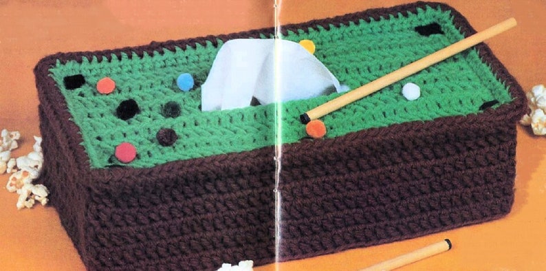 Vintage Crochet Pattern : Pool Table Tissue Box Cover / Cozy - Etsy