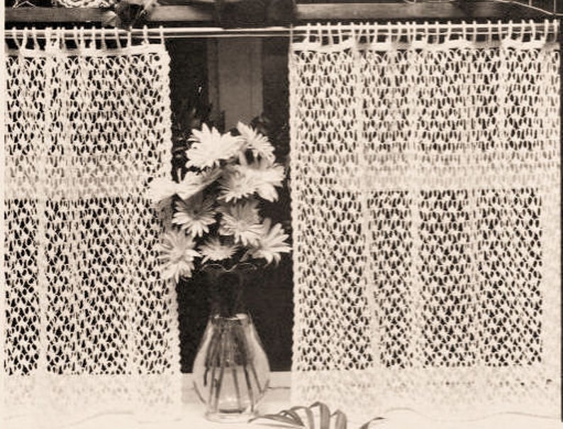 Vintage Crochet Pattern Cafe Curtains 1975 Etsy