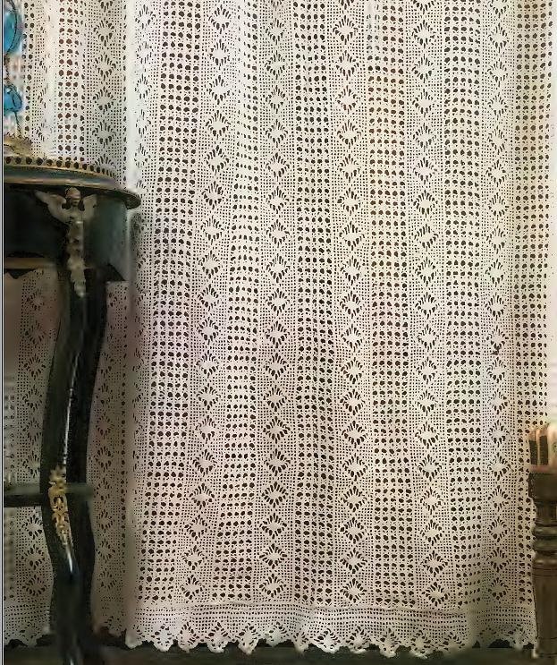 Vintage Crochet Pattern :  Diamond Lace Curtain (94" x 110")