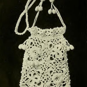 Vintage Irish Crochet Pattern :  Shamrock & Rose Bag  (1912)