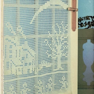 Vintage Crochet Pattern:  Country Life Curtain Panel (24.5&quot; x 40&quot; not counting fringe)
