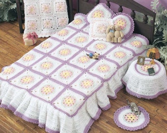 Vintage Crochet Pattern:  Barbie Floral Motif Bedroom Set