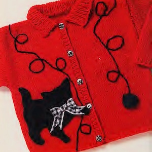 Modello di maglia vintage: cardigan per bambini a forma di gattino (taglia 4, 6, 8)