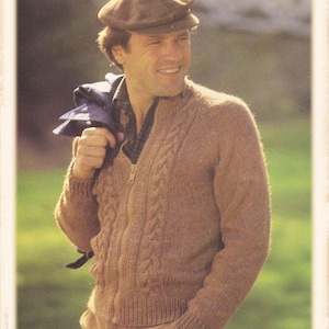 Vintage Knitting Pattern :  Men&#39;s Cable Knit Jacket