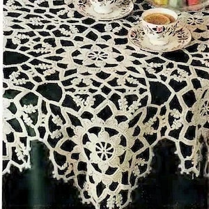 Vintage Crochet Pattern :  Heirloom Irish Tablecloth  (56&quot; diameter round)     table cloth