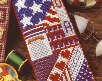 Vintage Plastic Canvas Pattern:  Patriotic Eyeglasses Case