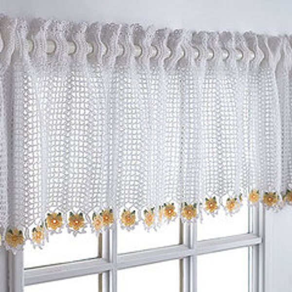 Vintage Häkelanleitung: Country Daisy Trimm Volant / Cafe Curtain