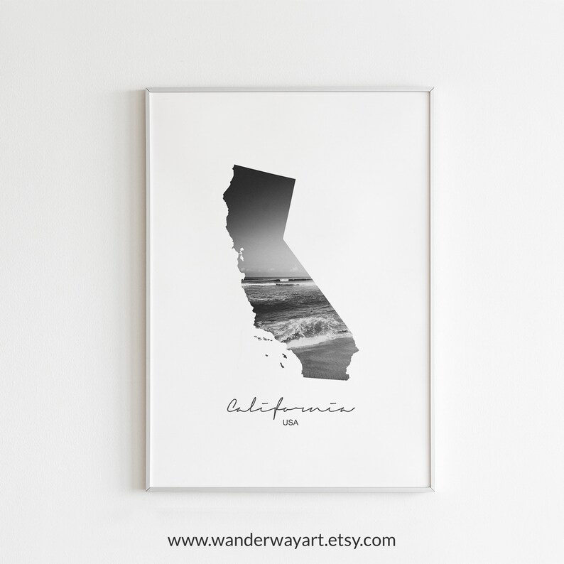 California wall art California map poster California print Etsy