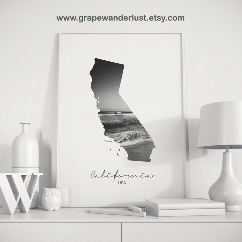 California wall art California map poster California print Etsy