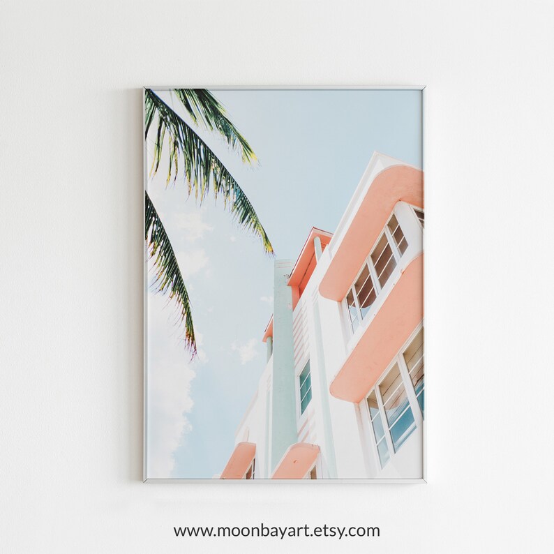 Miami Art Deco Print Miami South Beach Print Miami Beach Etsy