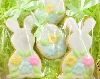 Ostern Geschenkset 2* Bunnies / 2 *Eier Cookie in Pastellfarben im Geschenkkarton (20*20*4 cm) mit Satinband