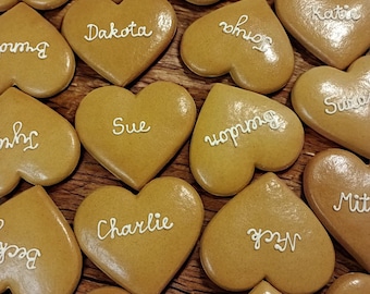 Essbare Tischkarte, Platzkarte, handgemachtes Gastgeschenk aus Lebkuchen zur Hochzeit oder anderen Anlässen (9.5 cm)