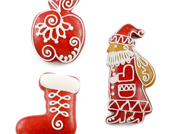 Set de galletas de jengibre personalizadas de San Nicolás: decoradas a mano, caja de regalo.