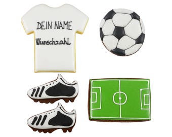 Fußball Kekse Geschenkset in Weiss. für Fans. handdekoriert, handgebacken in Deutschland von Fest Keks