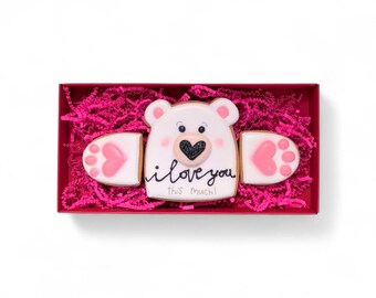 Eine kleine Umarmung, Geschenkset aus Vanillekeks. Polarbär oder Braunbär. Personalisierbar. Geschenkkarton 22 * 11,5 * 3 cm.