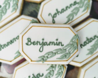 Essbare Tischkarte, Platzkarte, handgemachtes Gastgeschenk zur Hochzeit oder anderen Anlässen (9.5 cm)