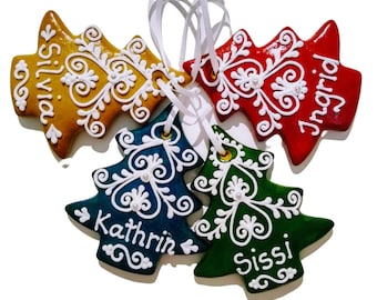 1 adorno navideño personalizado de pan de jengibre para árbol, decorado a mano (12 cm)