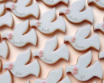 VEGAN - Taube - Platzkarte aus Vanille Cookie. 10 cm. Personalisierter.