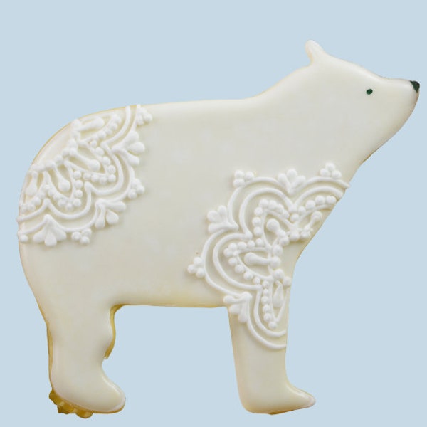 1 * Eisbär / Polarbear aus Schoko- oder Vanillekeks. Personalisierbar. Verpackung: Cellophan Beutel, Satinband oder Geschenkkarton