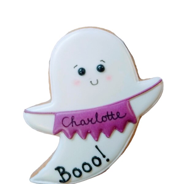 1*Halloween Cookie, Geist/ Ghost , essbare Platzkarte, Tischkarte aus Schoko- oder Vanillekeks zur Halloweenparty