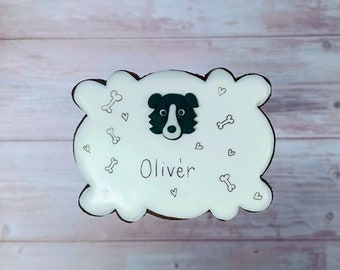 4 * Cookies mit Hunden zur Kinderparty, personalisierbar mit Namen. 11 cm