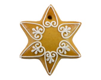 10* Weihnachtsstern aus Lebkuchen 8x7cm Verpackung: Cellophan mit Satinband