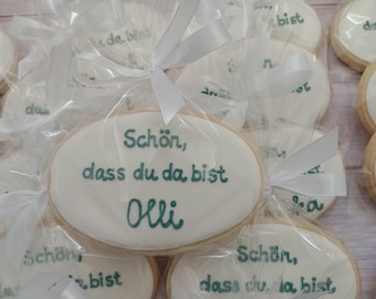 Vegan - Schön, dass da bist - Persomalisierte Platzkarte für besondere Anlässe 11 cm veganer Vanillekeks