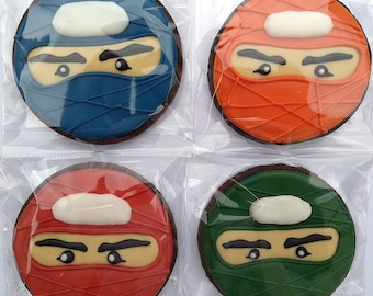 4 X Ninja Cookies Schoko- / Vanillekeks Geschenke personalisierbar. handdekoriert, handgebacken in Deutschland von Fest Keks