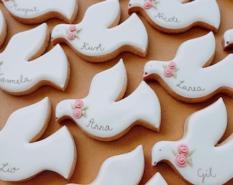 Taube - Platzkarte aus Vanille Cookie. 10 cm. Personalisierbar