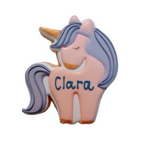 6 oder 10 personalisierte Einhorn-Kekse zum Kindergeburtstag, Gastgeschenke, Einhorn-Party 13 cm / Keks imagem 1