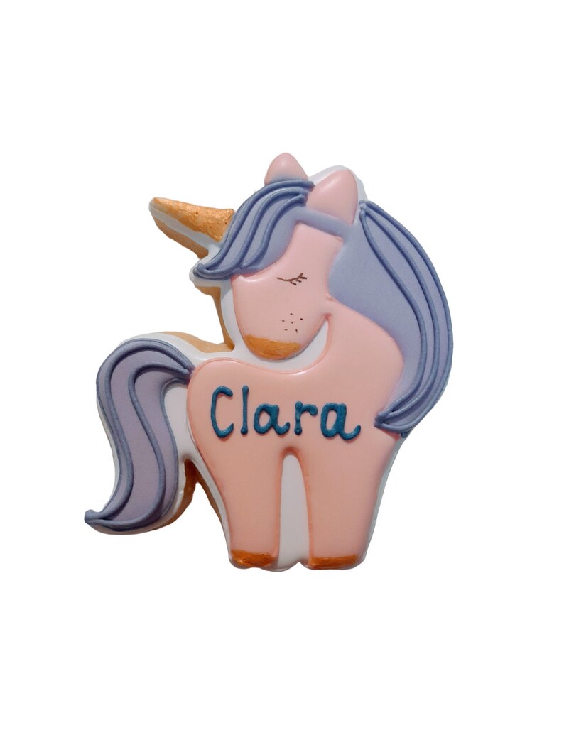 6 oder 10 personalisierte Einhorn-Kekse zum Kindergeburtstag, Gastgeschenke, Einhorn-Party 13 cm / Keks imagem 1