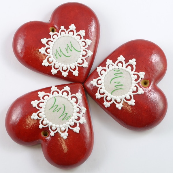 1 * Herz Giveaway auch Lebkuchen. Baumschmuck. handgefertigtes Werbegeschenk, Giveaway mit logo - 10 cm