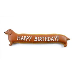 Happy Birthday Dackel oder Party Namenschild Keks in Box