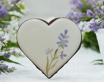 Hochzeitsherz mit Lavendelblumen, 10 cm