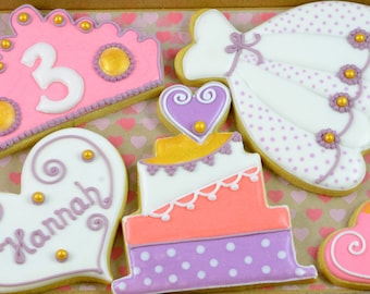 VEGAN Prinzessin-Set Geburtstagsgeschenk aus vegan Schok- oder Vanillekeks. Personalisatorbalk: naam, wijziging