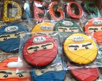 12 X Ninja Cookies, Schoko- oder Vanillekekse, personalisierbar