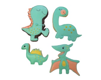 Dino Keksgeschenk Gelb/Mint/Grün 12 cm Personalisierbar