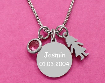 Cadeau de naissance Collier avec nom gravé Collier avec noms d'enfants Collier personnalisé avec nom Collier pour filles Cadeaux pour femmes