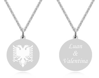 Albanien Albania Silber Halskette 925 Karat Anhänger Adler Doppelkopf mit Kette