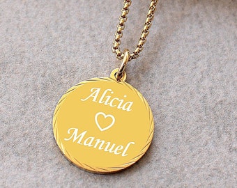 Personalisierte Kette Halskette Anhänger Personalisierbar Wunschgravur | Gold Edelstahl Name Initialen Datum | Schmuck Geschenk für Sie