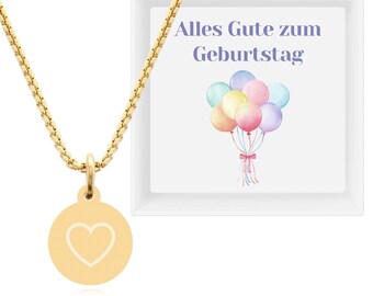 Kette mit Botschaft „Alles Gute zum Geburtstag“ – Halskette mit Herz Anhänger aus Edelstahl – Geschenke für Frauen zum Geburtstag