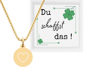 Necklace with message “You can do it” – lucky charm necklace with heart pendant made of stainless steel – gifts for women