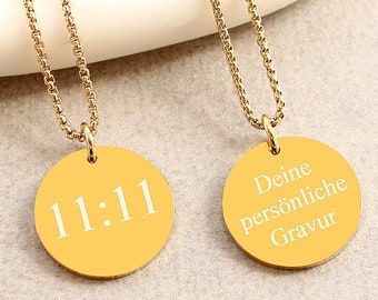 Engelszahl 11:11 Kette mit Gravur Engel Nummer Halskette personalisiert Glückszahl Namenskette Spiritueller Schmuck Geschenke für frauen