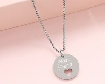 Personalisierte Kette mit Namen | Herz Kette mit Gravur | Namenskette Herzanhänger | Geschenk für sie | Personalisierte Geschenke für Frauen