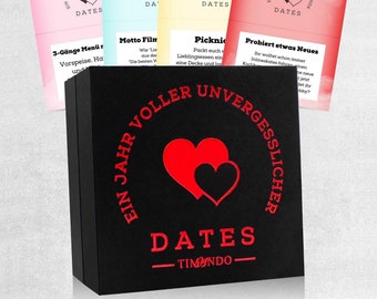 Date Ideen für Paare Box mit 52 verschiedenen Karten für 1 Jahr | Jahrestag Geschenk für Ihn, Sie  | Date-Box mit Aktivitäten für Pärchen