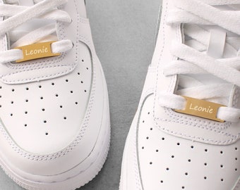 Personalisierte Sneaker Name Tags Schuhe Namen Gravur individuell Nameplate goldfarben Schnürsenkel - Anhänger Geschenk